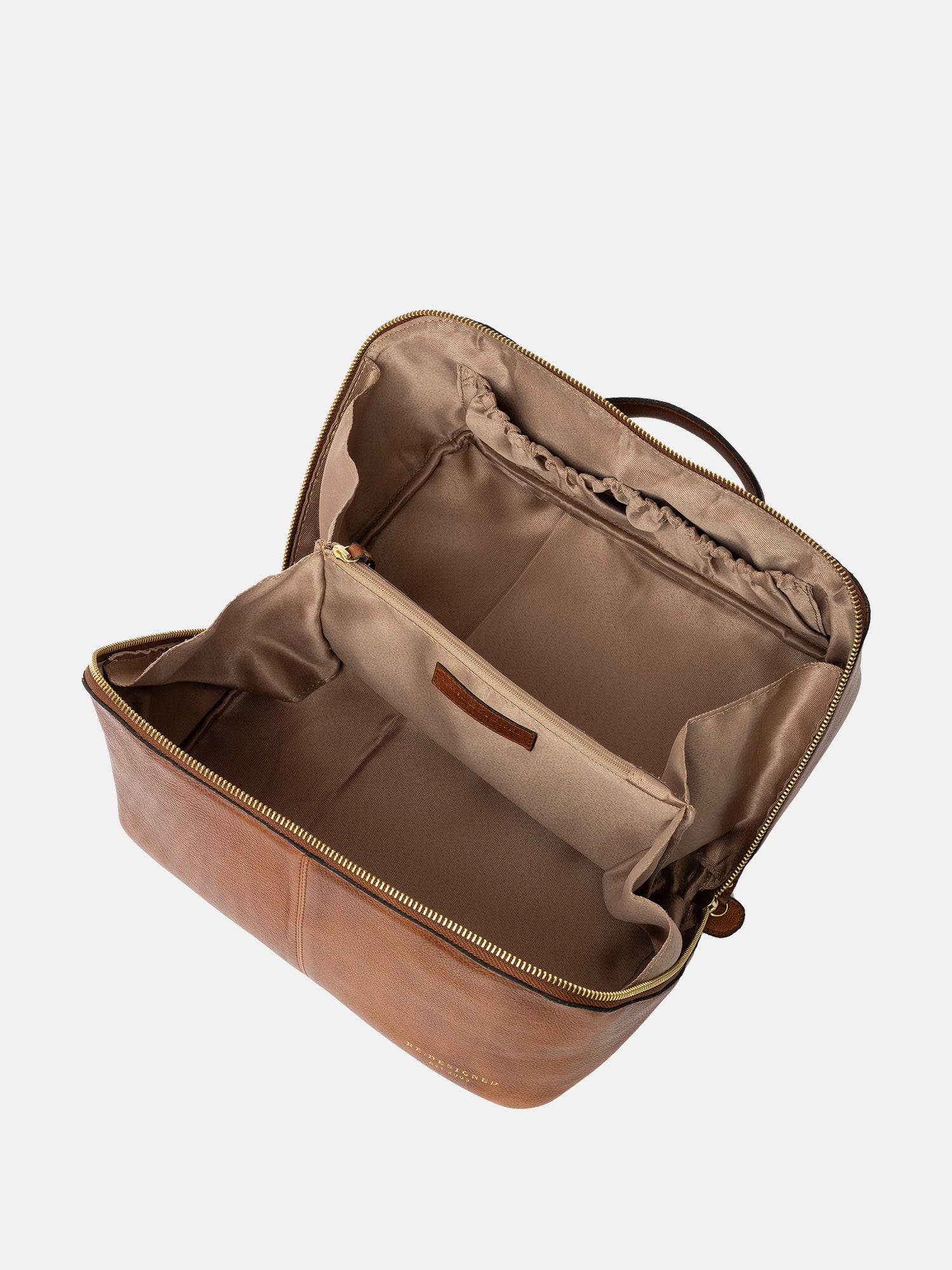 RE:DESIGNED EST 2003 Halima Big Toiletry Bag Walnut/Gold