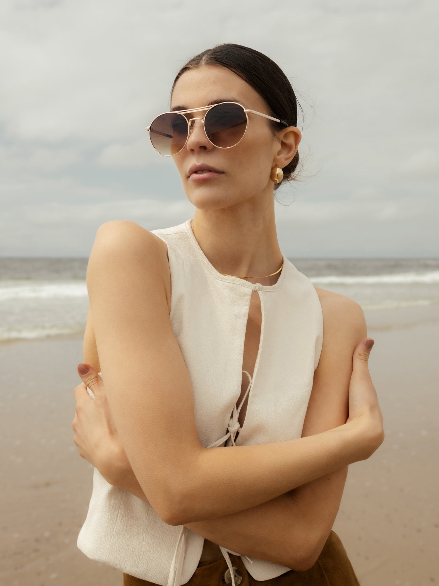 RE:DESIGNED EST 2003 Jewel Sunglass Gold