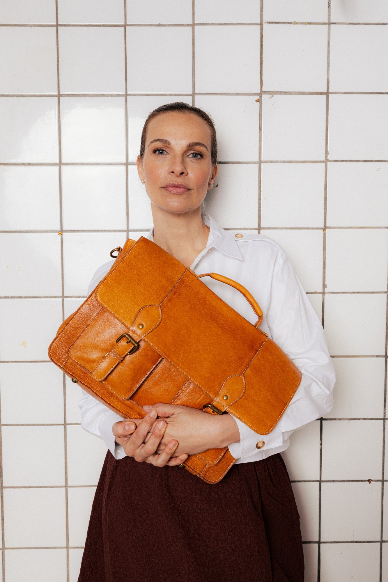 RE:DESIGNED EST 2003 Melia Big Work Bag Burned Tan