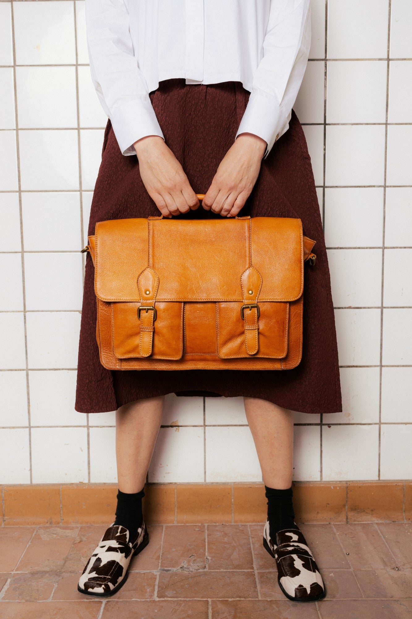 RE:DESIGNED EST 2003 Melia Big Work Bag Burned Tan