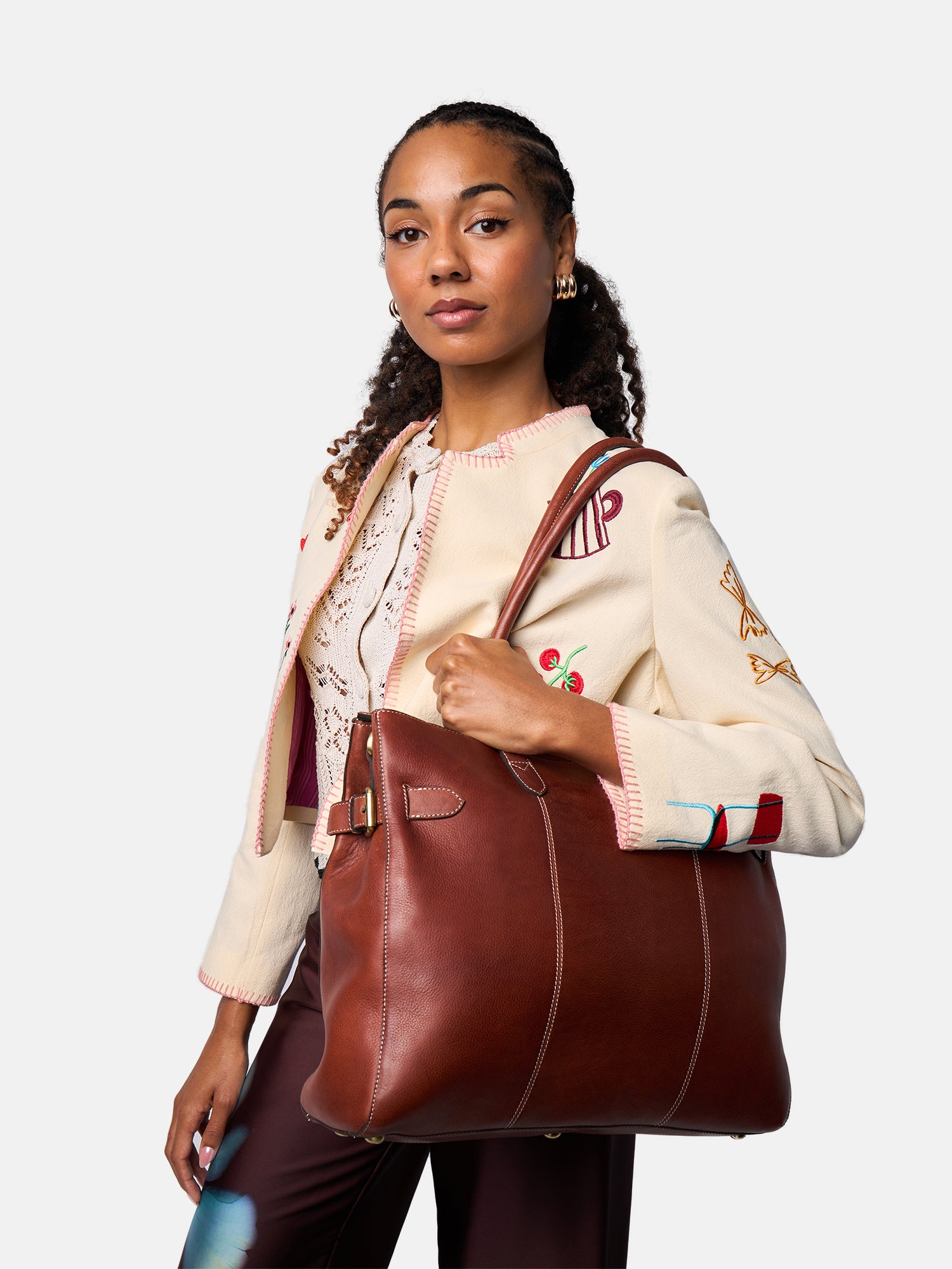 RE:DESIGNED EST 2003 Nellie Big Work Bag Cognac