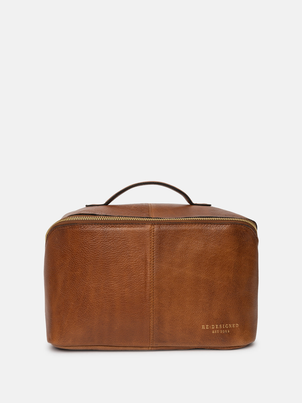 RE:DESIGNED EST 2003 Halima Big Toiletry Bag Walnut/Gold