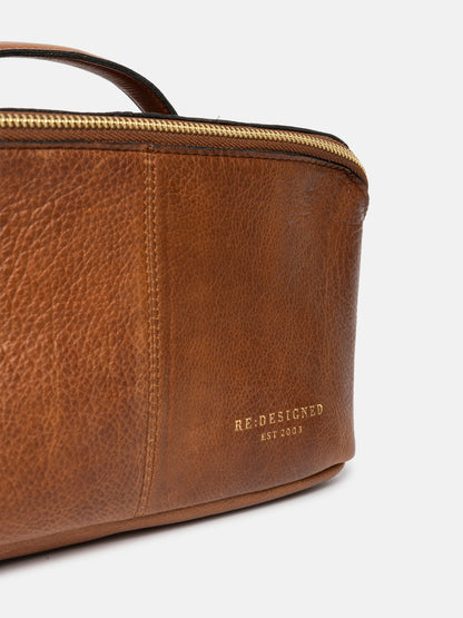 RE:DESIGNED EST 2003 Halima Small Toiletry Bag Walnut/Gold