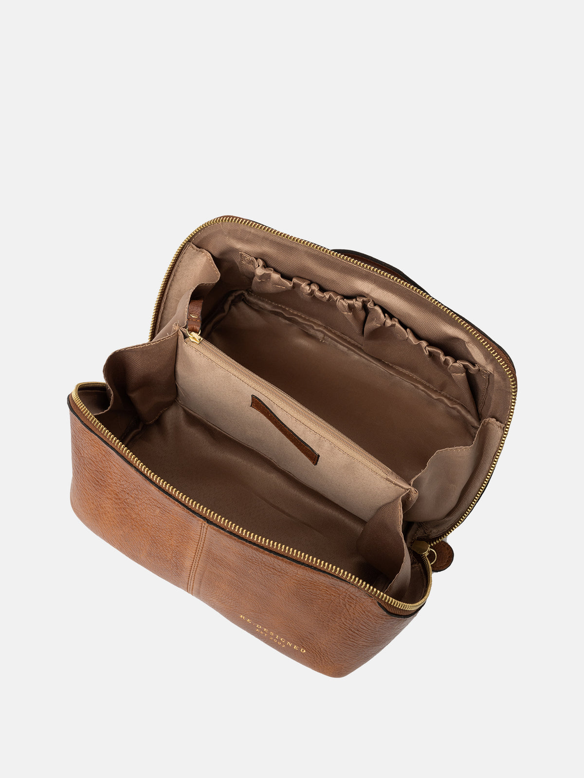 RE:DESIGNED EST 2003 Halima Small Toiletry Bag Walnut/Gold