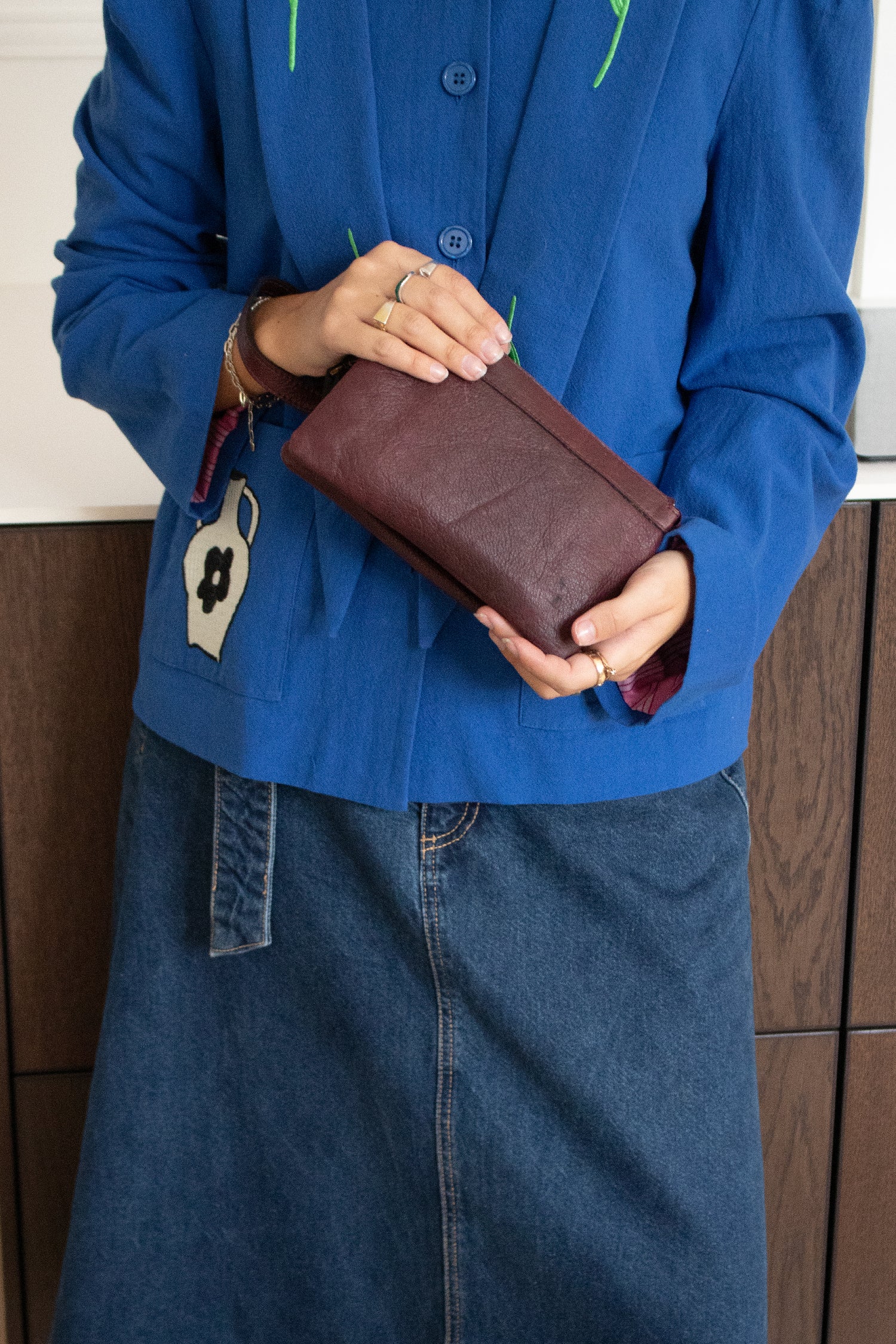 RE:DESIGNED EST 2003 Lisa Urban Clutch Dark Cherry