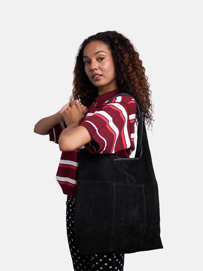 RE:DESIGNED EST 2003 Lyra Suede Shopper Black