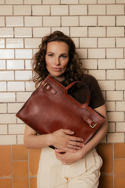 RE:DESIGNED EST 2003 May Big Work Bag Cognac