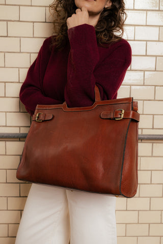 RE:DESIGNED EST 2003 May Big Work Bag Cognac