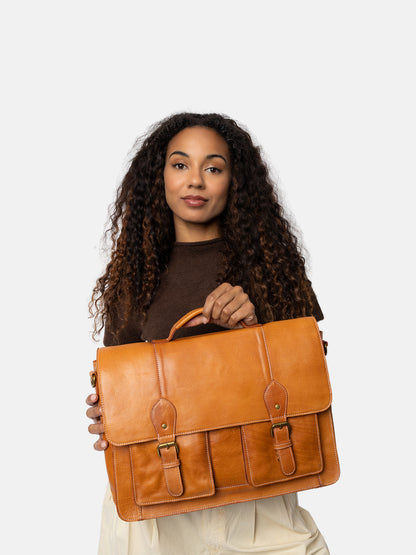 RE:DESIGNED EST 2003 Melia Big Work Bag Burned Tan